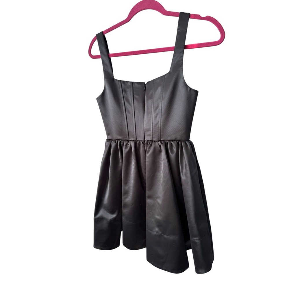 Staud Landscape Mini Dress Satin Black Size 2 - Picture 6 of 9